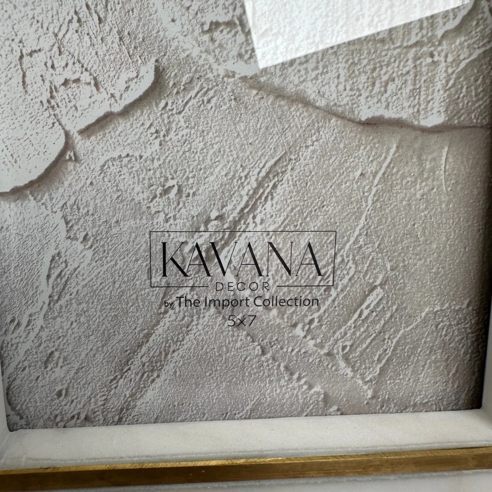 White Marble Brass 5x7 Picture Frame Modern Luxe Tabletop Kavana Decor Regency